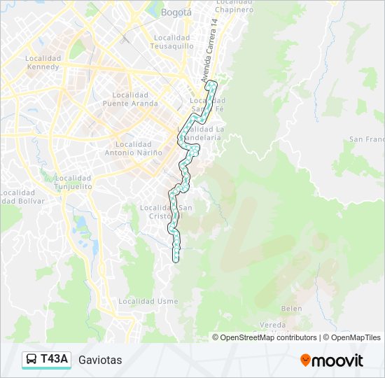 Mapa de T43A de autobús