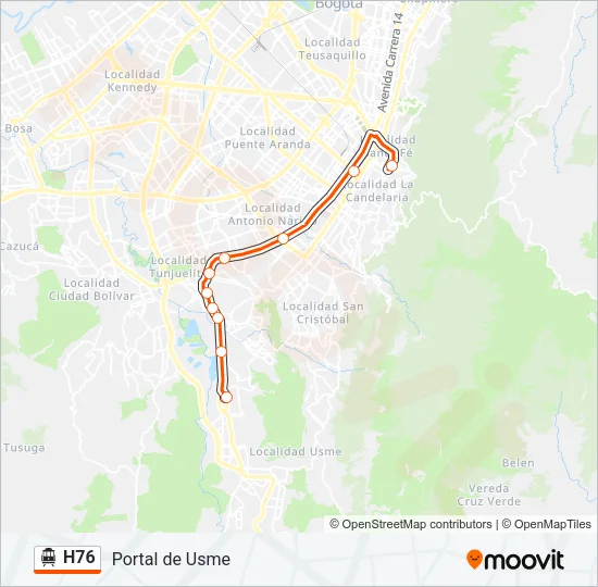 H76 Cable Car Line Map