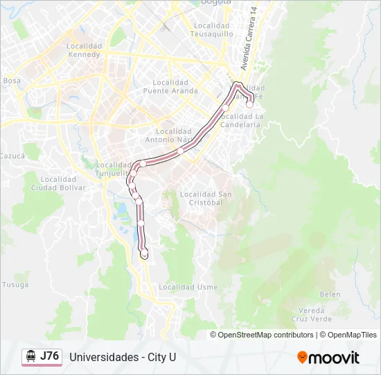 J76 Cable Car Line Map