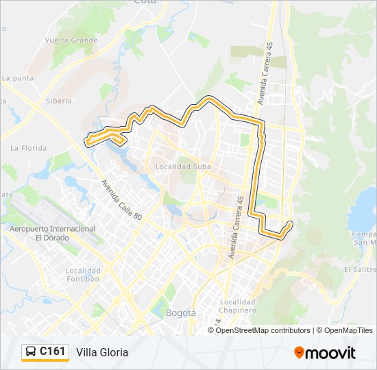 Mapa de C161 de autobús
