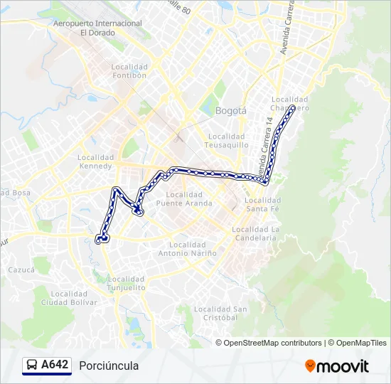 A642 Bus Line Map