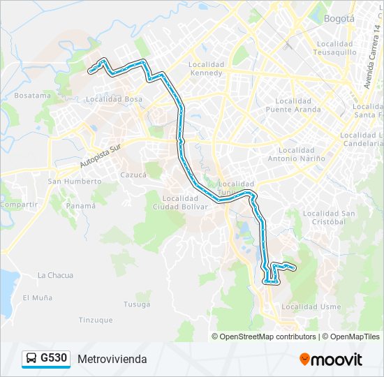 Mapa de G530 de autobús