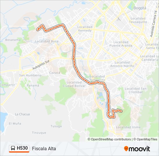 Mapa de H530 de SITP