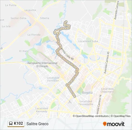K102 Bus Line Map