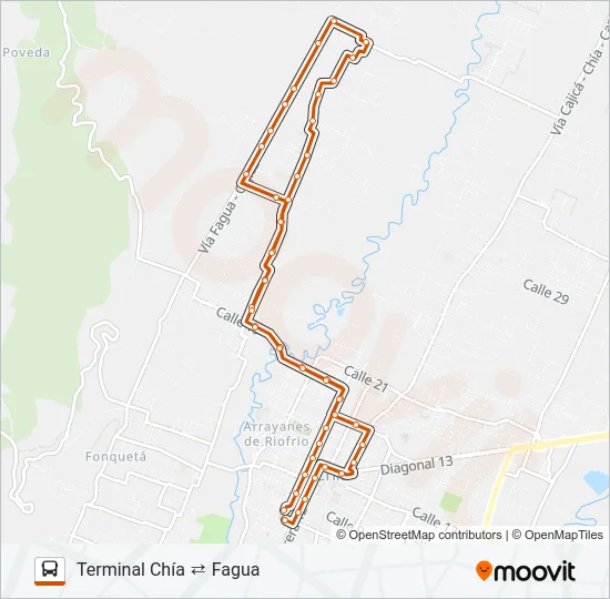 TERMINAL CHÍA ⇄ FAGUA Bus Line Map