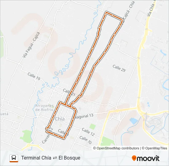 TERMINAL CHÍA ⇄ EL BOSQUE Bus Line Map