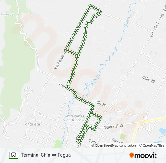 TERMINAL CHÍA ⇄ FAGUA Bus Line Map