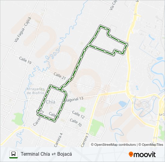 Mapa de TERMINAL CHÍA ⇄ BOJACÁ de SITP