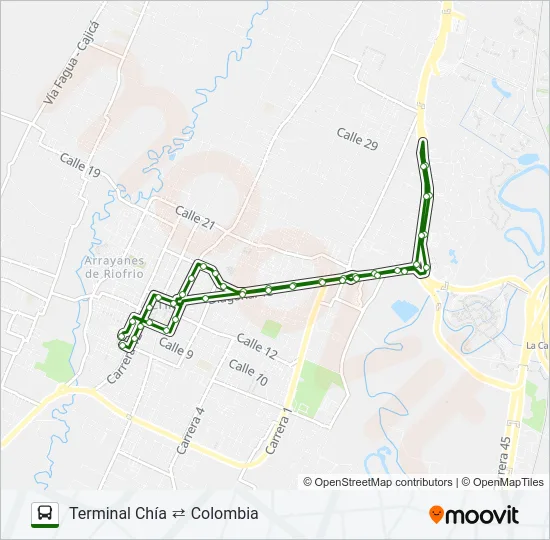 TERMINAL CHÍA ⇄ COLOMBIA Bus Line Map