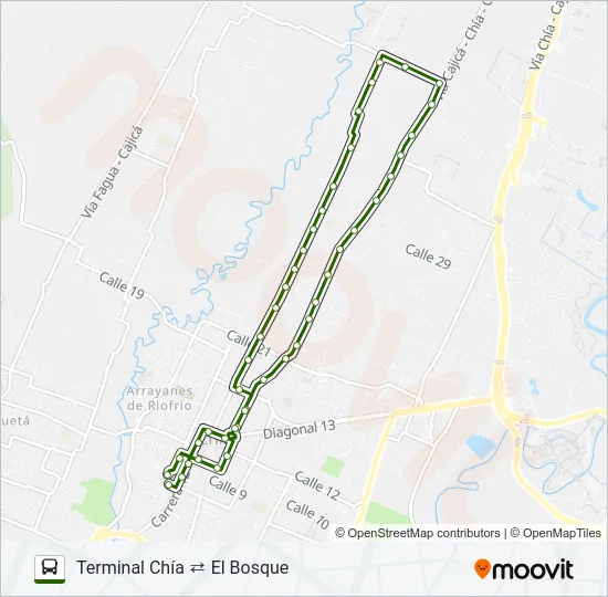 TERMINAL CHÍA ⇄ EL BOSQUE Bus Line Map