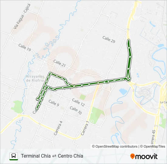 TERMINAL CHÍA ⇄ CENTRO CHÍA Bus Line Map