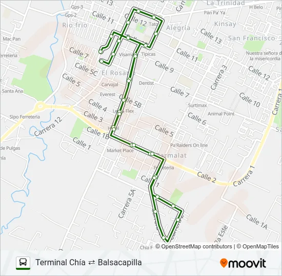 TERMINAL CHÍA ⇄ BALSACAPILLA Bus Line Map