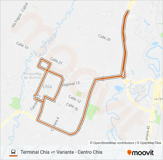 TERMINAL CHÍA ⇄ VARIANTE - CENTRO CHÍA Bus Line Map
