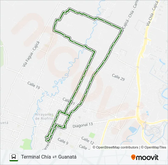 TERMINAL CHÍA ⇄ GUANATÁ Bus Line Map