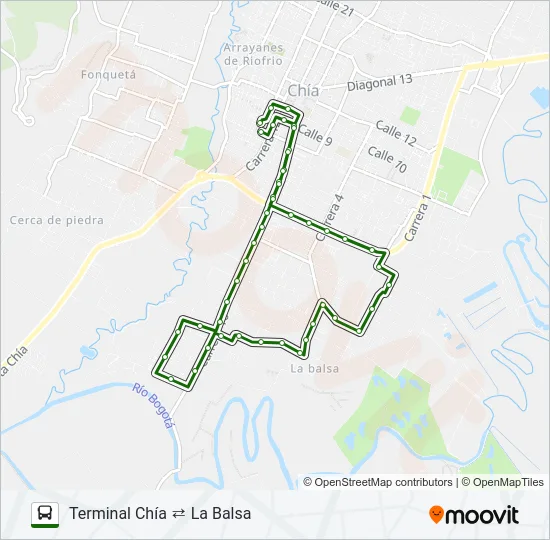 TERMINAL CHÍA ⇄ LA BALSA Bus Line Map