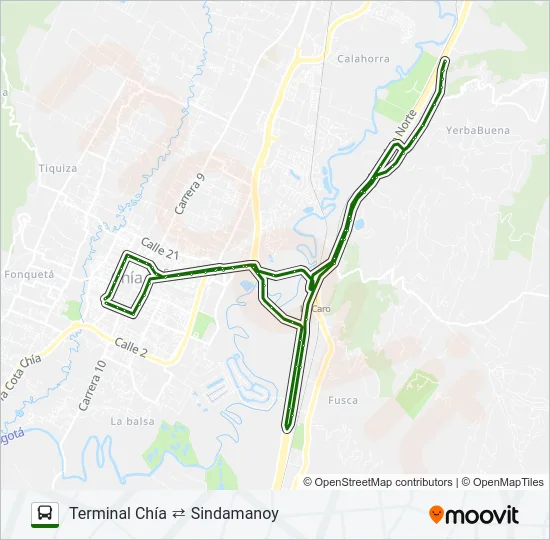 TERMINAL CHÍA ⇄ SINDAMANOY Bus Line Map