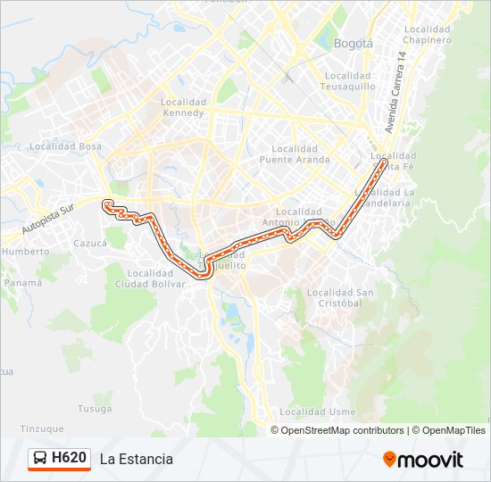 Mapa de H620 de autobús