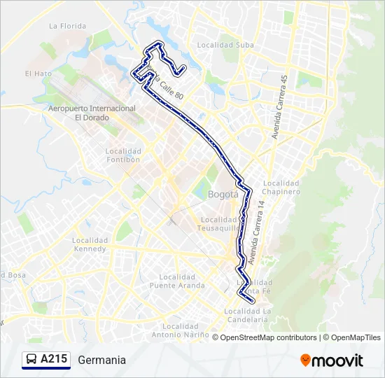 A215 Bus Line Map