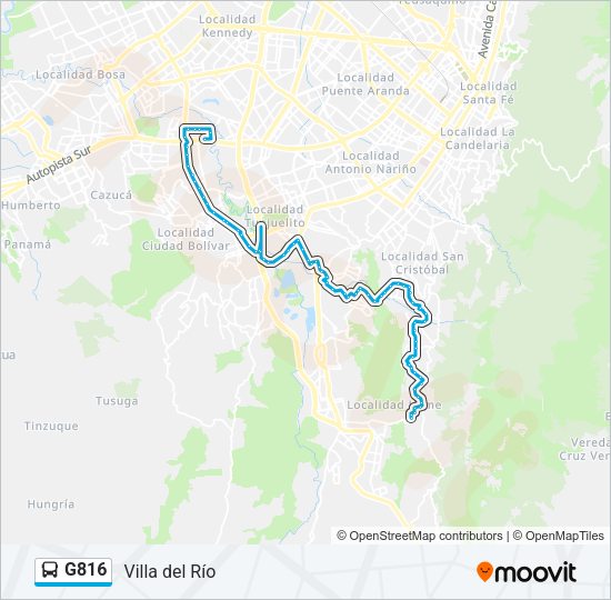 Mapa de G816 de autobús