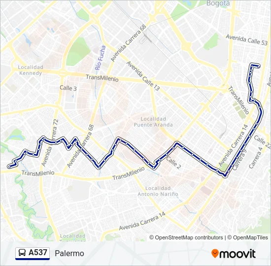 A537 Bus Line Map