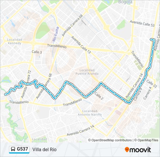 Mapa de G537 de autobús