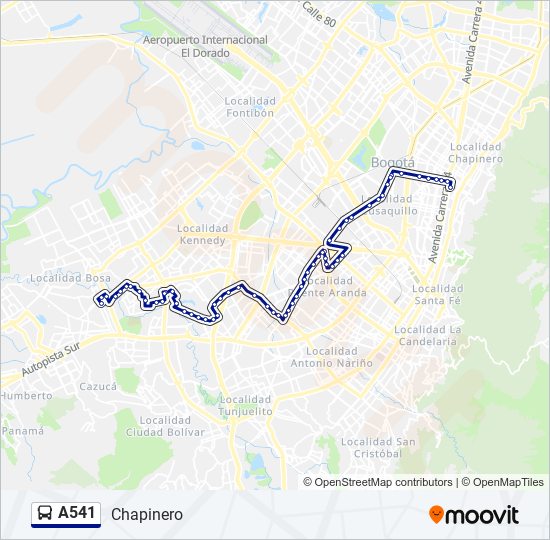 Mapa de A541 de autobús