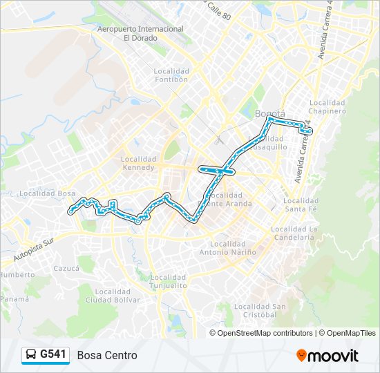 Mapa de G541 de autobús