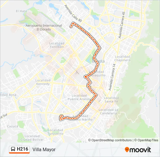 H216 Bus Line Map