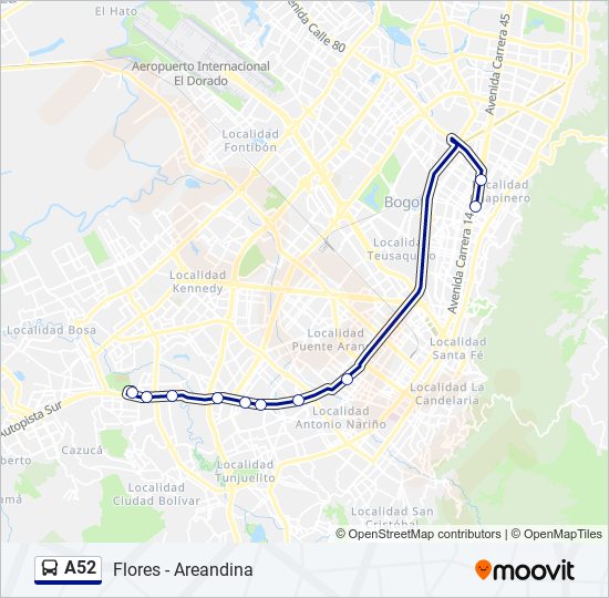 A52 transmilenio Line Map