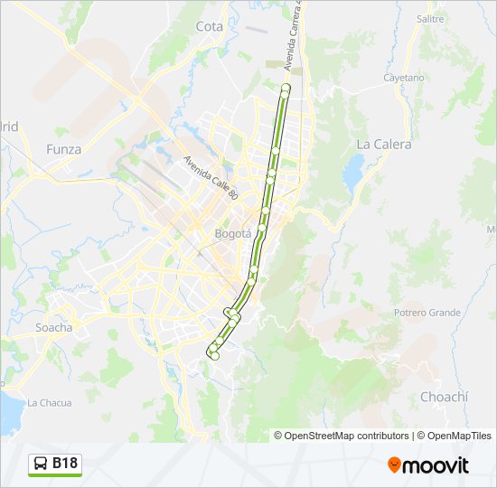 Mapa de B18 de Transmilenio