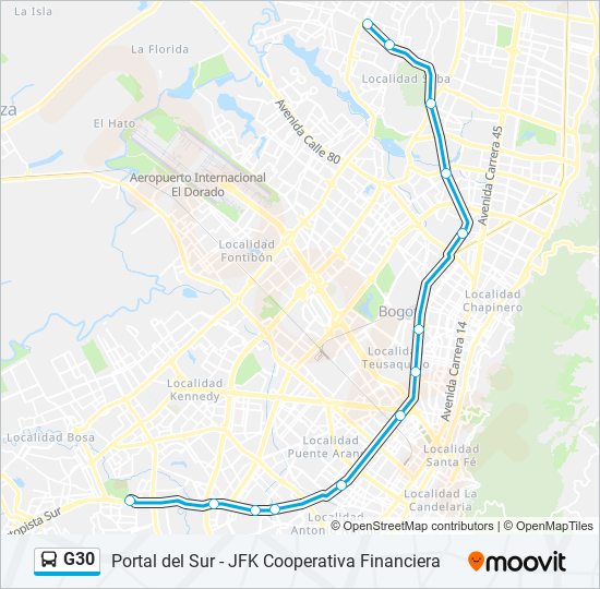 G30 Transmilenio Line Map