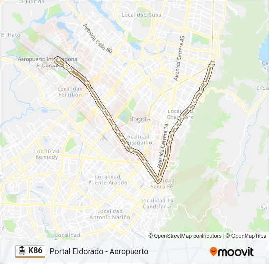 K86 Cable Car Line Map