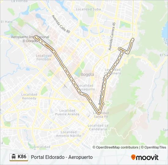 K86 Cable Car Line Map
