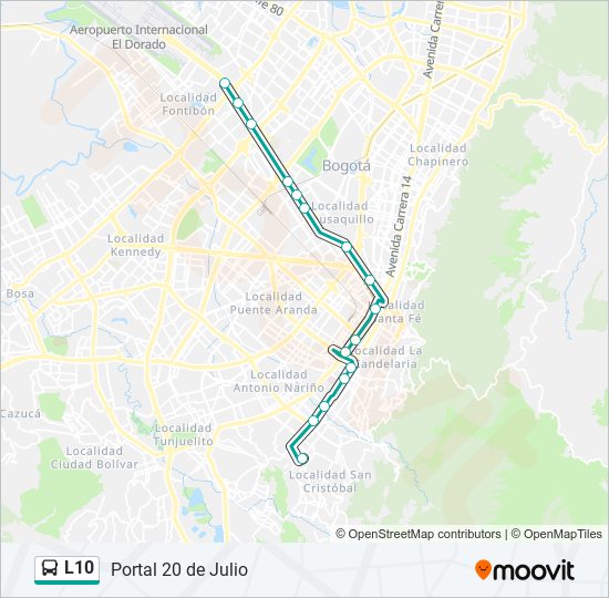 Mapa de L10 de Transmilenio