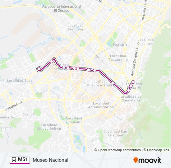 M51 transmilenio Line Map