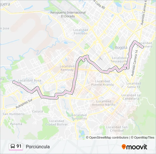 91 Bus Line Map