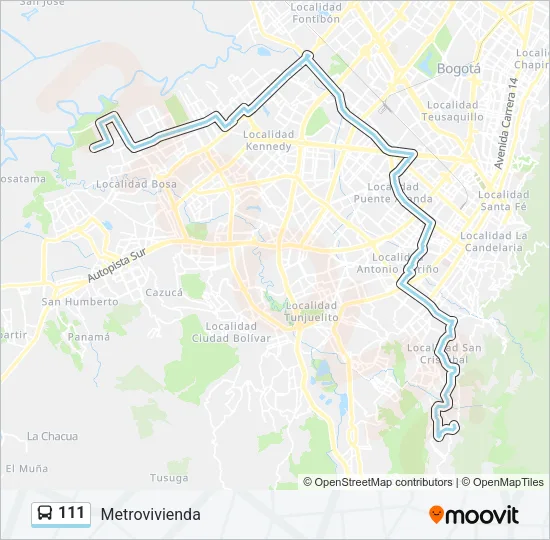 111 Bus Line Map