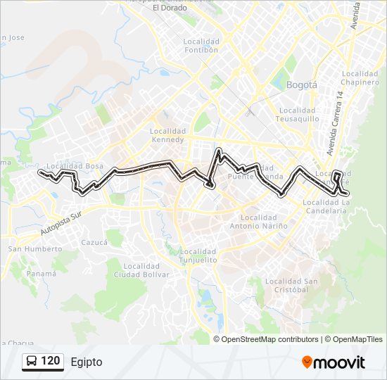 Mapa de 120 de SITP