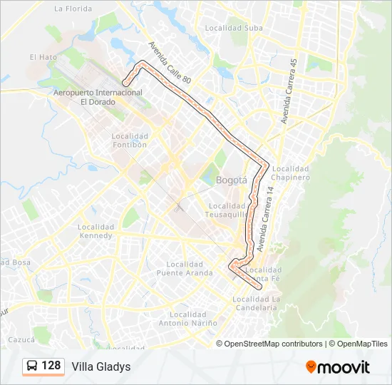 128 Bus Line Map