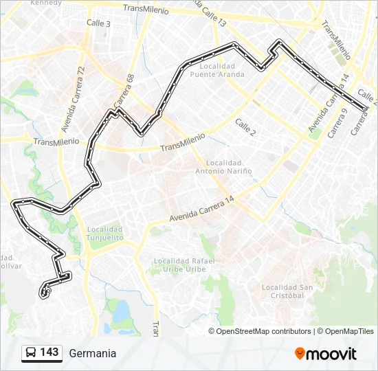 143 Bus Line Map
