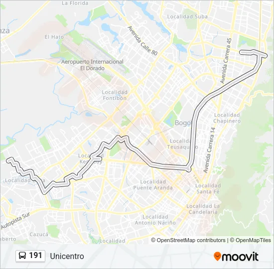 191 Bus Line Map