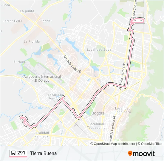 291 Bus Line Map