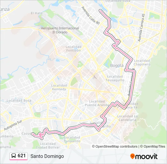621 Bus Line Map
