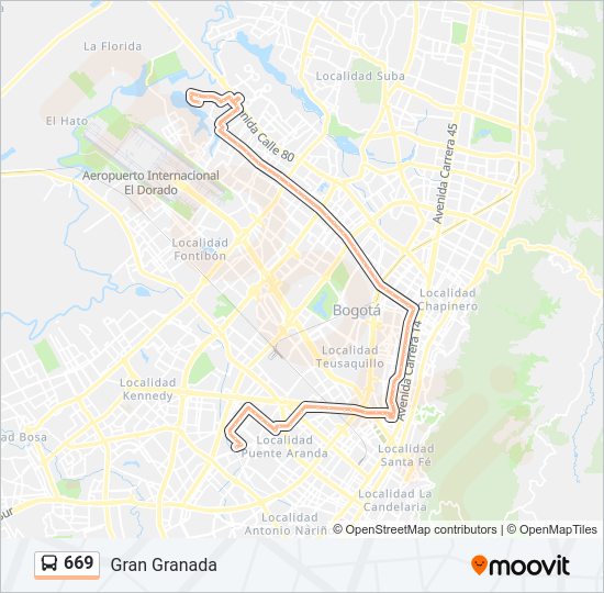 Mapa de 669 de autobús