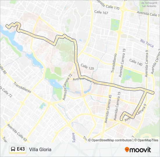 E43 Bus Line Map