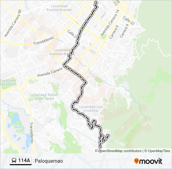 114A Bus Line Map