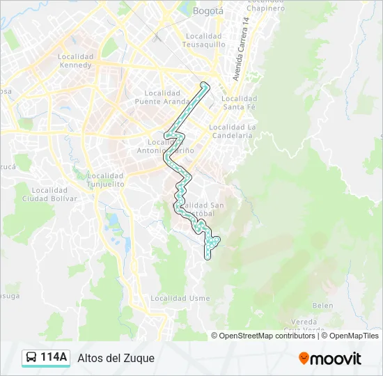 114A Bus Line Map
