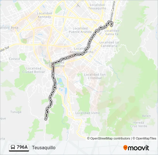 796A Bus Line Map