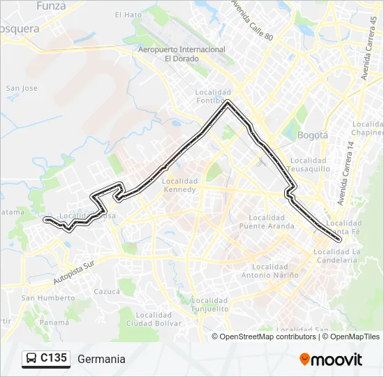 C135 Bus Line Map