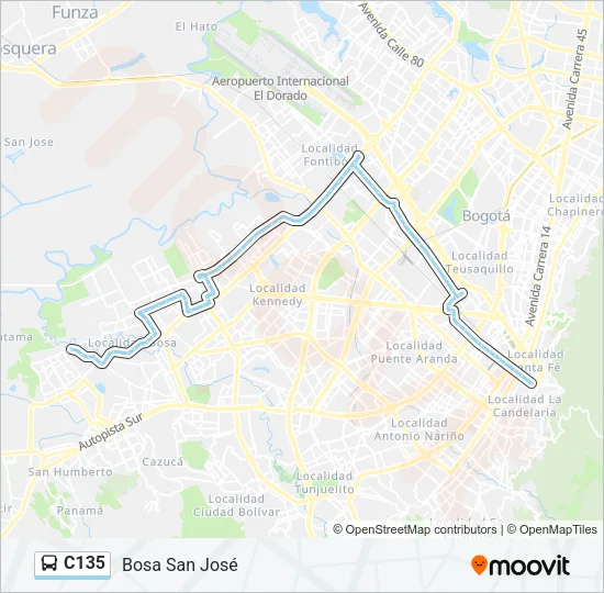 C135 Bus Line Map